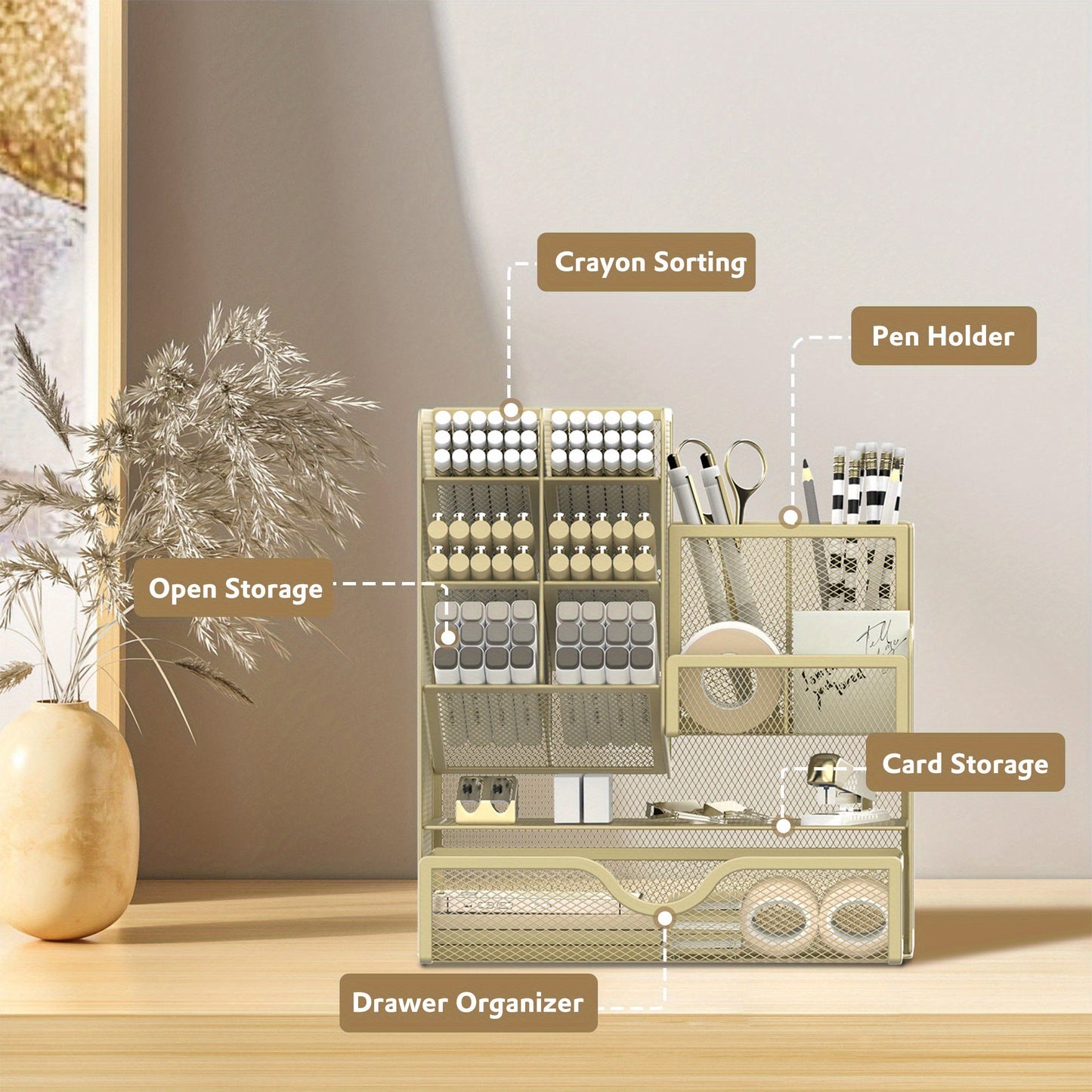 Smart Organization Desk Rack - Multifunctional Storage Space for Your Office Supplies