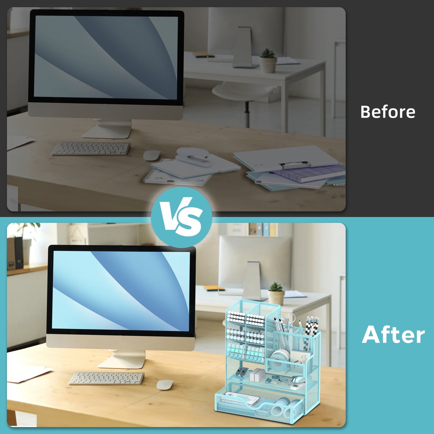 Smart Organization Desk Rack - Multifunctional Storage Space for Your Office Supplies