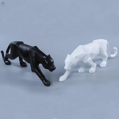 Black and White Panther Sculptures - Modern Art Duo for your Interior