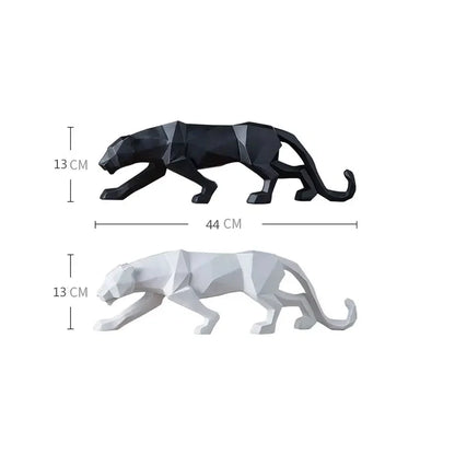 Black and White Panther Sculptures - Modern Art Duo for your Interior