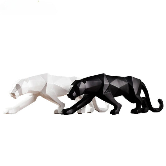 Black and White Panther Sculptures - Modern Art Duo for your Interior