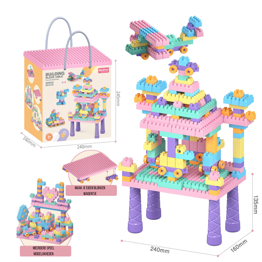 Creative Building Table Set – 500-piece Building Blocks Playing Table