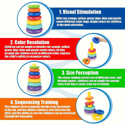 Educational Colorful Rainbow Stacking Tower – Strengthen Color Recognition and Motor Skills