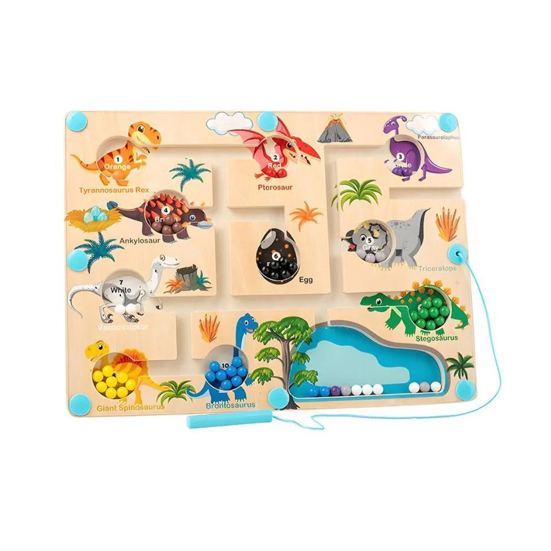 Educational Magnetic Dinosaurs Maze - Learn Colors and Counting