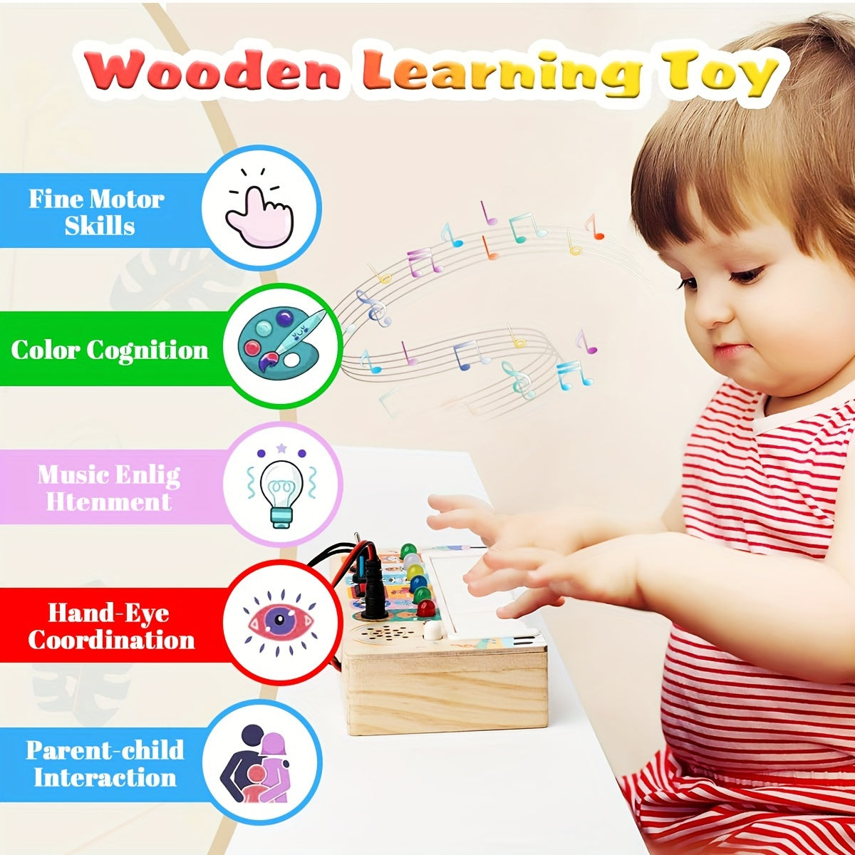 Educational Music Game Board for Kids - Learning and Playing with Sound and Lights