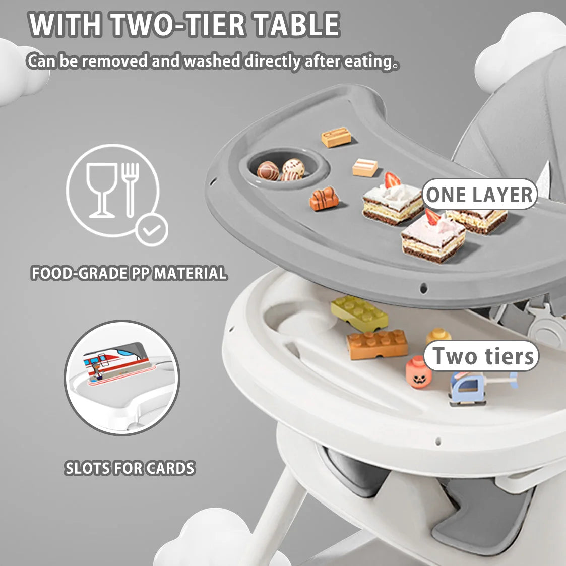 Foldable Baby Chair 6 Months Plus - Large Antislip Pad & Toy Rack