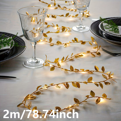 Golden Leaves Fairy Lights - Elegant Lighting for Table Setting and Parties