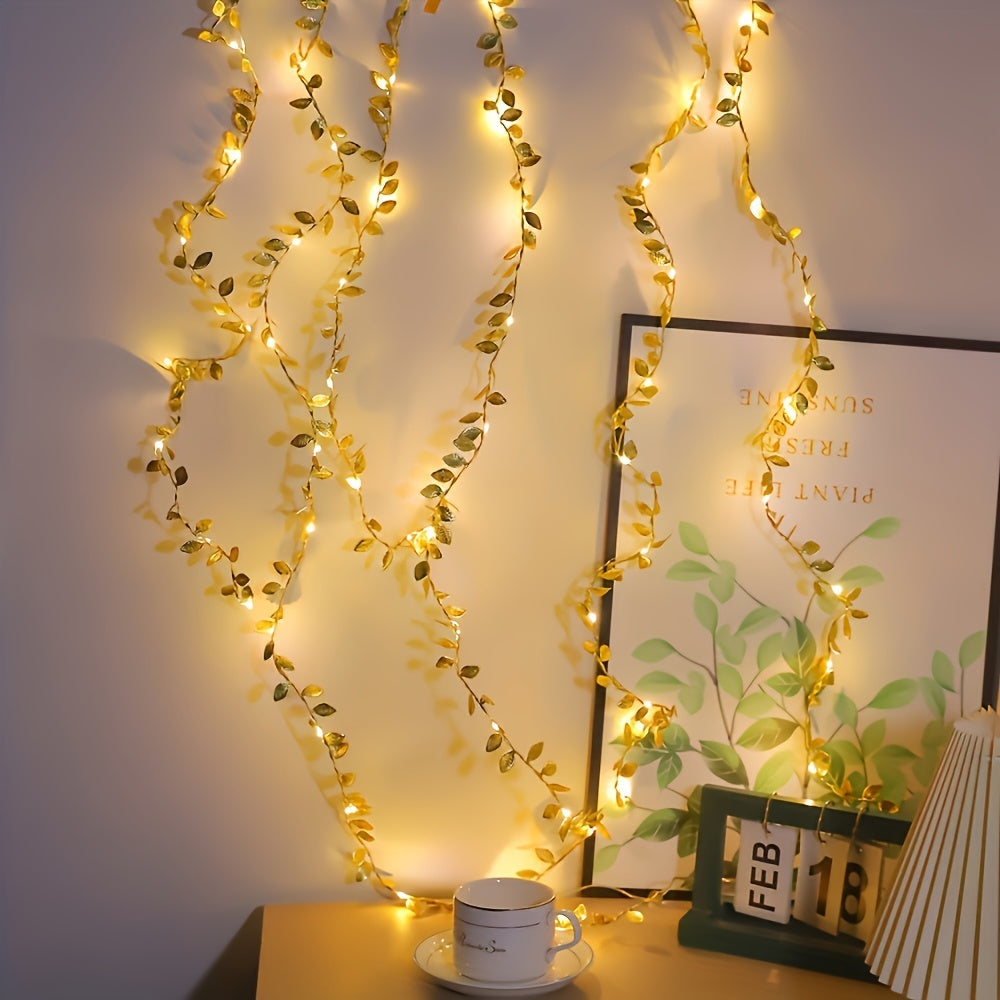 Golden Leaves Fairy Lights - Elegant Lighting for Table Setting and Parties