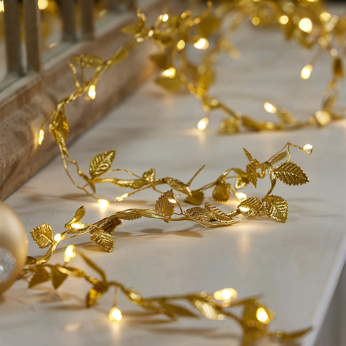 Golden Leaves Fairy Lights - Elegant Lighting for Table Setting and Parties