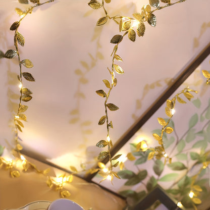 Golden Leaves Fairy Lights - Elegant Lighting for Table Setting and Parties