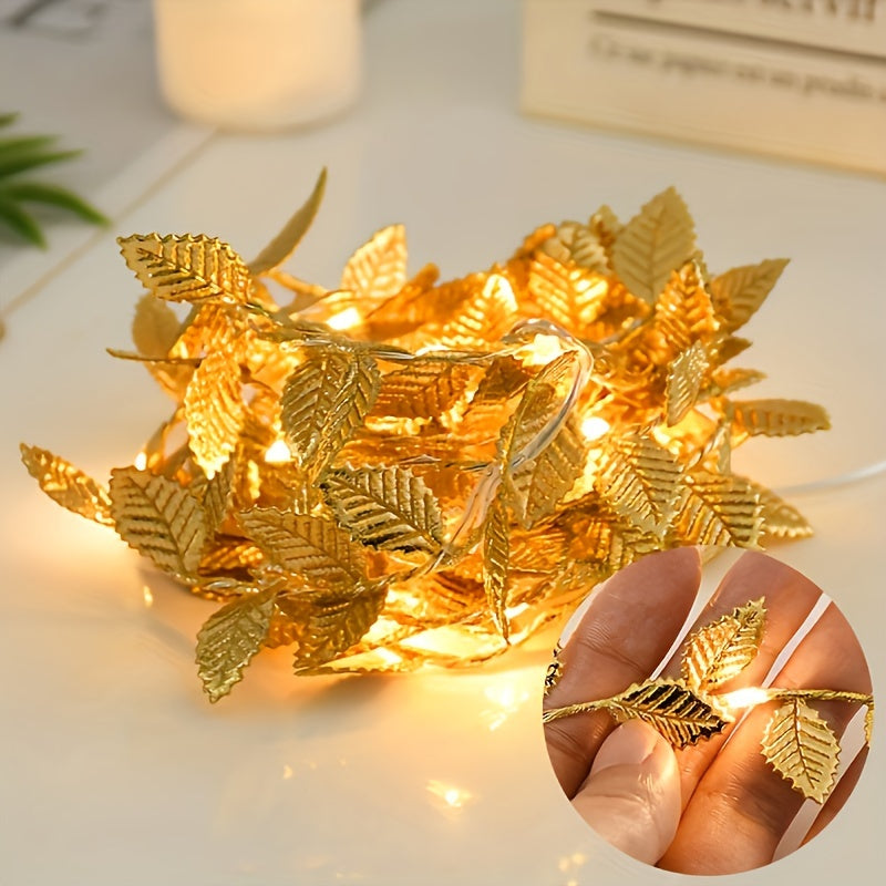 Golden Leaves Fairy Lights - Elegant Lighting for Table Setting and Parties