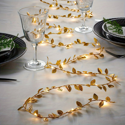 Golden Leaves Fairy Lights - Elegant Lighting for Table Setting and Parties