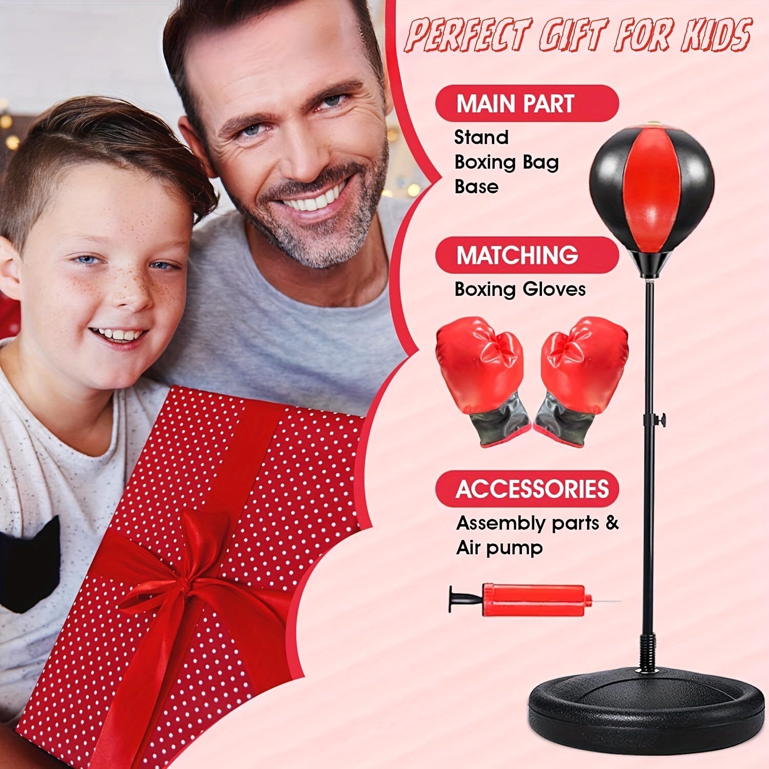 Junior Punching Bag - Adjustable Punching Bag with Gloves for Children