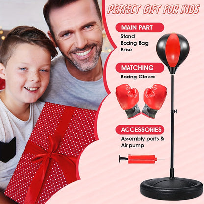 Junior Punching Bag - Adjustable Punching Bag with Gloves for Children