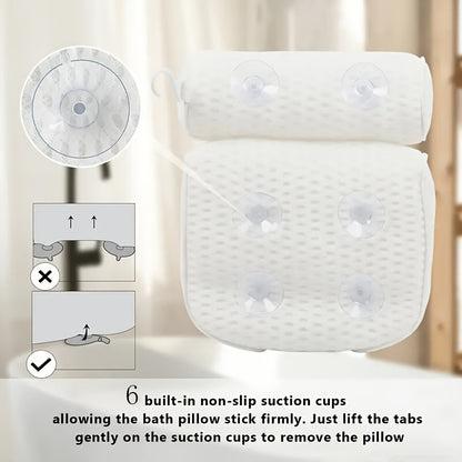 Luxury Spa Bath Cushion - Soft Neck and Back Support with Non-Slip Suction Cups for Ultimate Comfort