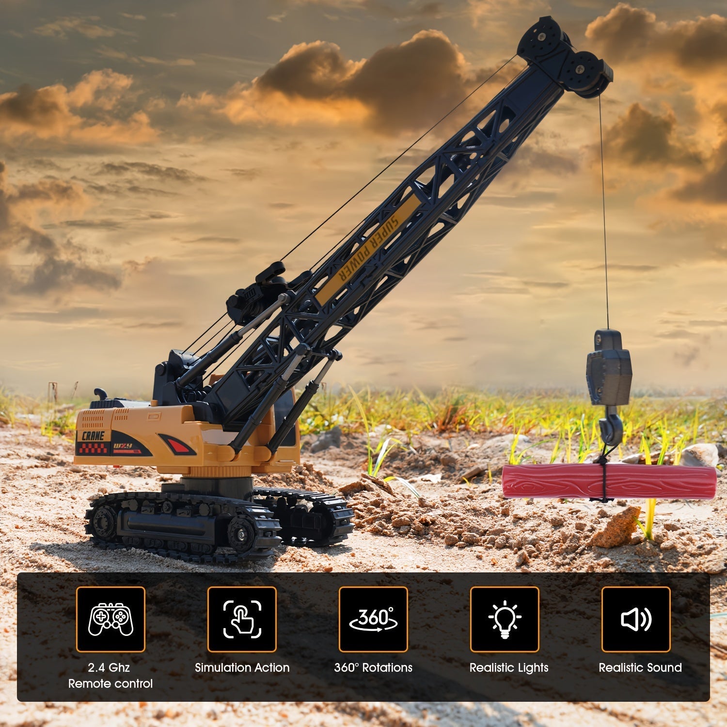 MegaLift RC Crane - Powerful 360° Steerable Construction Crane