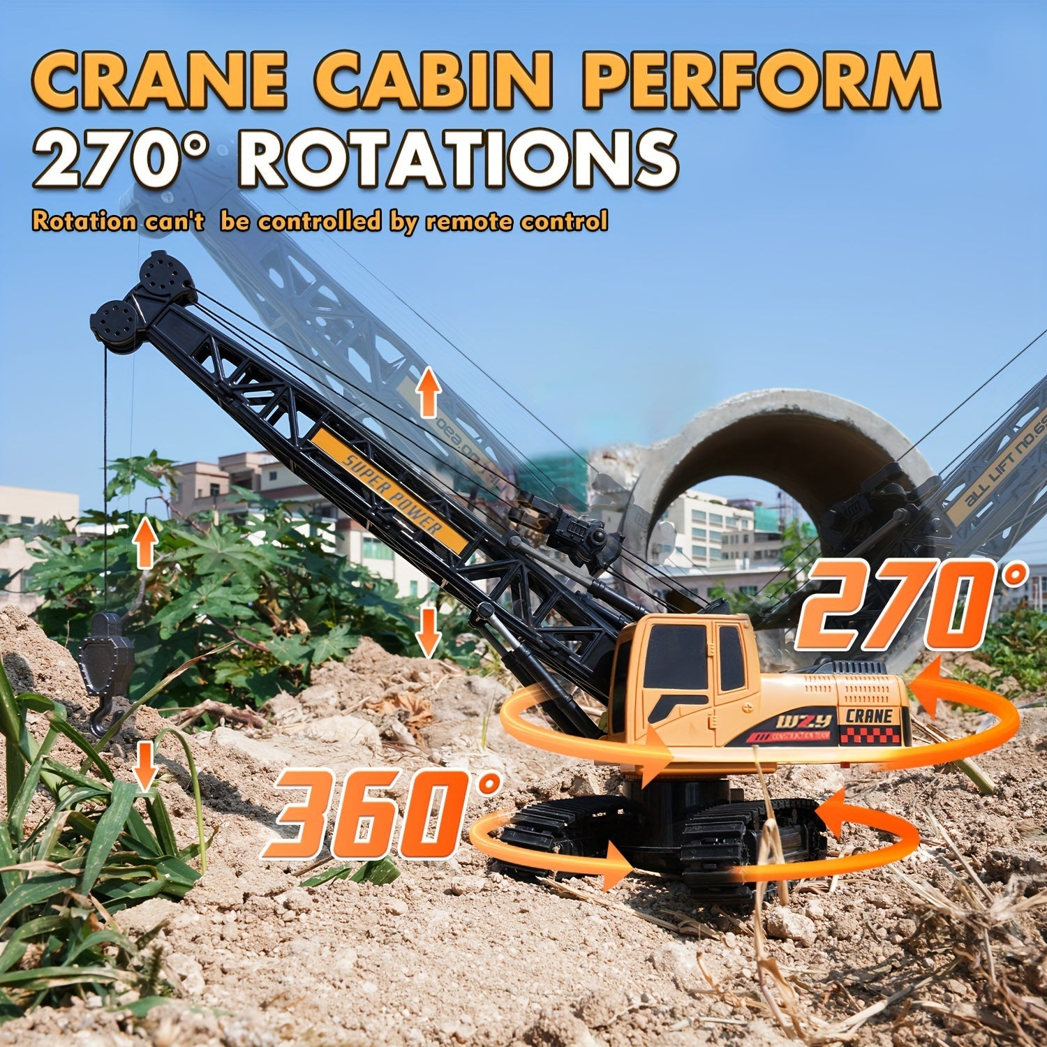 MegaLift RC Crane - Powerful 360° Steerable Construction Crane