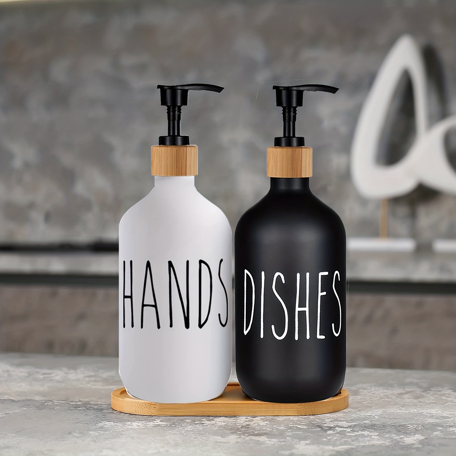 Modern Soap Dispenser with Wooden Plateau - For a Stylish Bathroom