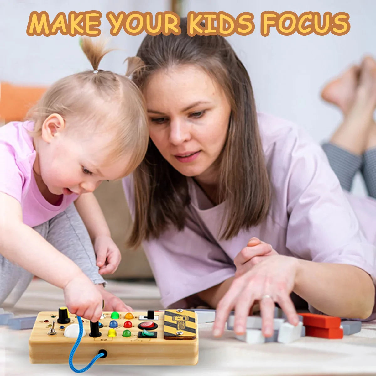 Montessori Busy Board - Wooden Toy with LED Lights