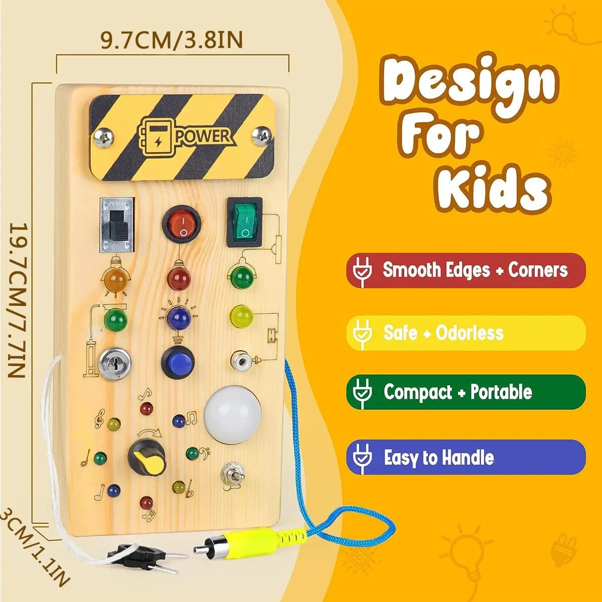 Montessori Busy Board - Wooden Toy with LED Lights
