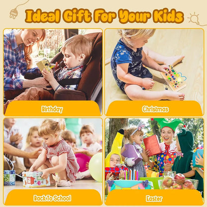 Montessori Busy Board - Wooden Toy with LED Lights