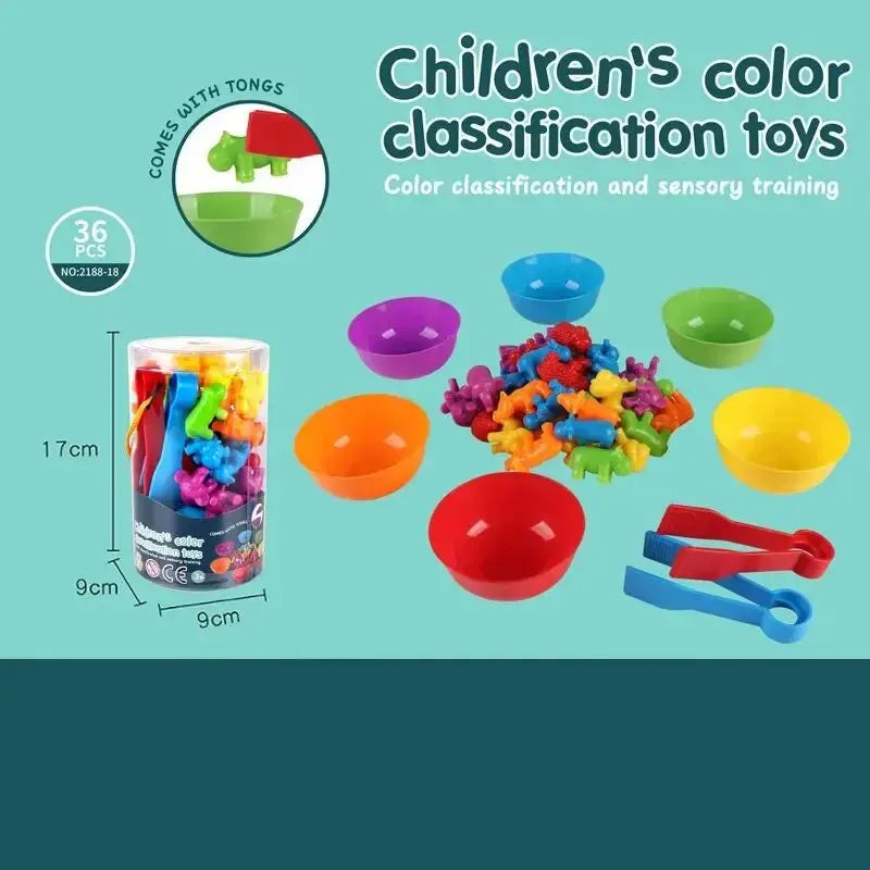 Rainbow Counting Animals Toy - Montessori Math Game