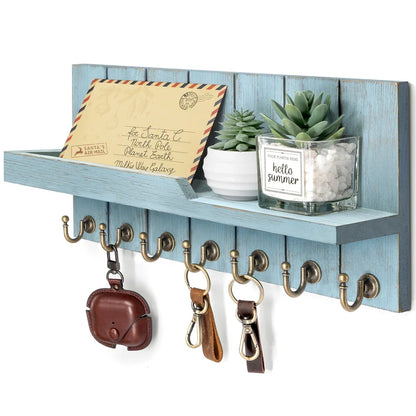 Wooden Key Holder with Shelf - Stylish Wall Solution for Keys and Mail