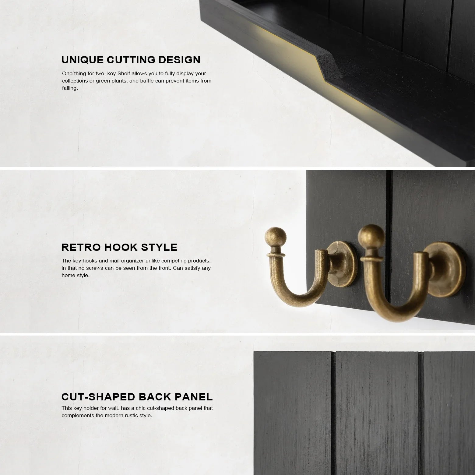 Wooden Key Holder with Shelf - Stylish Wall Solution for Keys and Mail
