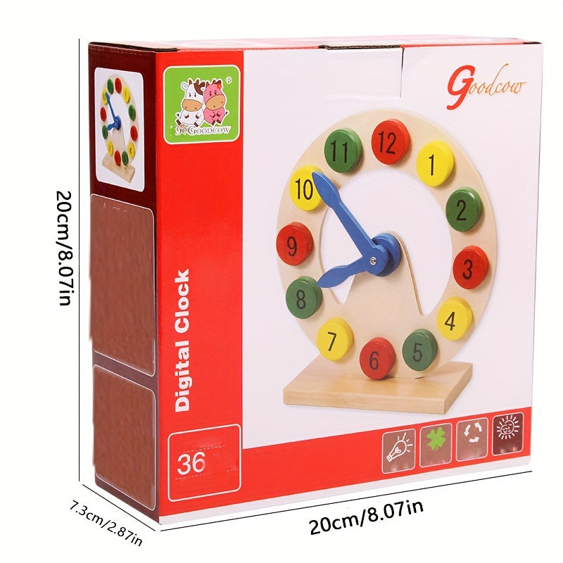 Wooden Learning Clock for Kids – Educational Toy to Learn Numbers and Time
